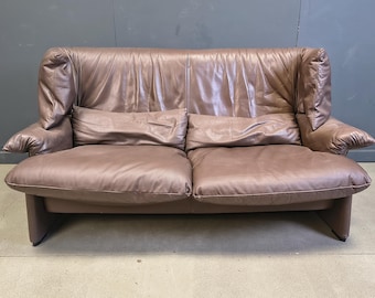 Porto Venere sofa by Vico Magistretti for Cassina, 1970s - vintage wing back sofa - leather sofa - mid century sofa