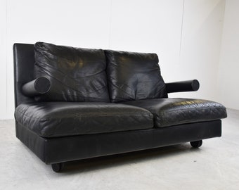 Baisity sofa van Antonio Citterio voor B&B italia, jaren 1980 - vintage sofa - zwart lederen bank - design sofa