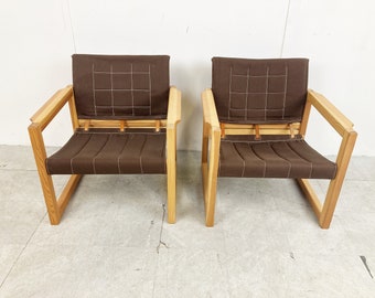 Pair of Diana armchairs designed by Karin Mobring for Ikea, 1980s - vintage safari chairs - vintage lounge chairs - vintage arm chairs