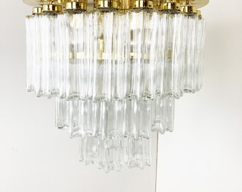 Flush mount chandelier by Glashutte Limburg, 1970s (3 available) - mid century modern chandelier - vintage glass ceiling light