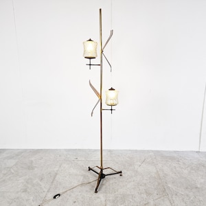 Mid century italian floor lamp, 1950s - mid century floor lamp - vintage floor lamp - wooden floor lamp