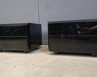 Par de mesitas de noche de Interluke, década de 1970 - mesitas de noche vintage - mesitas de noche de madera - mesitas de noche