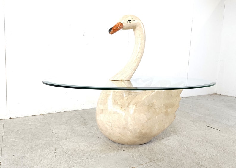 Vintage tesselated swan coffee table, 1980s vintage stone coffee table marble coffee table image 5