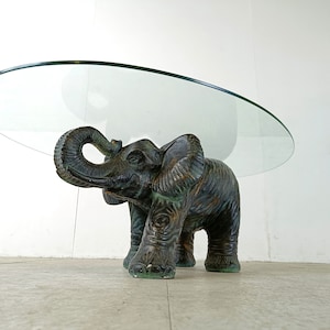 Unikt skulpturalt elefantsoffbord, 1970-talet - vintage soffbord - skulpturalt soffbord - elefantstaty