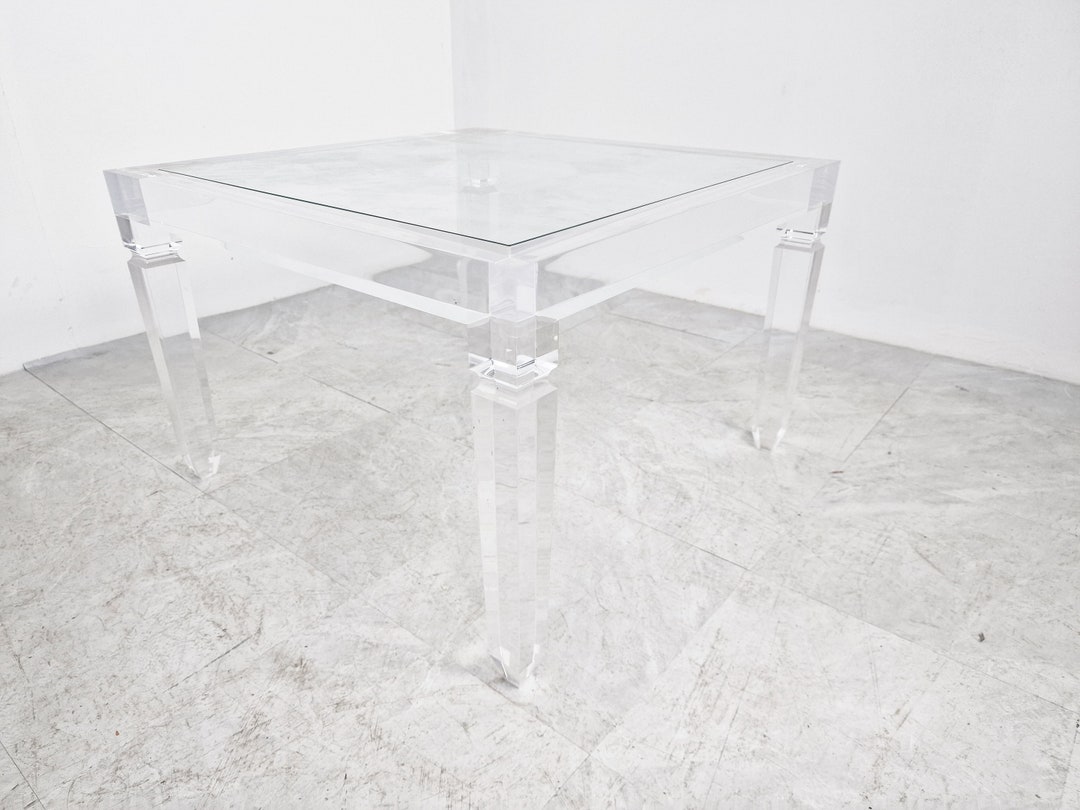 Vintage Lucite Coffee Table, 1990s Plexi Glass Cofee Table Italian