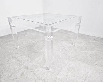 Vintage lucite coffee table, 1990s - plexi glass cofee table - italian coffee table - neoclassical coffee table - hollywood regency