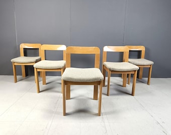 Vintage brutalist dining chairs, set of 5 - 1970s - vintage wooden chairs- brutalist chairs- mid century dining chairs - vintage chairs