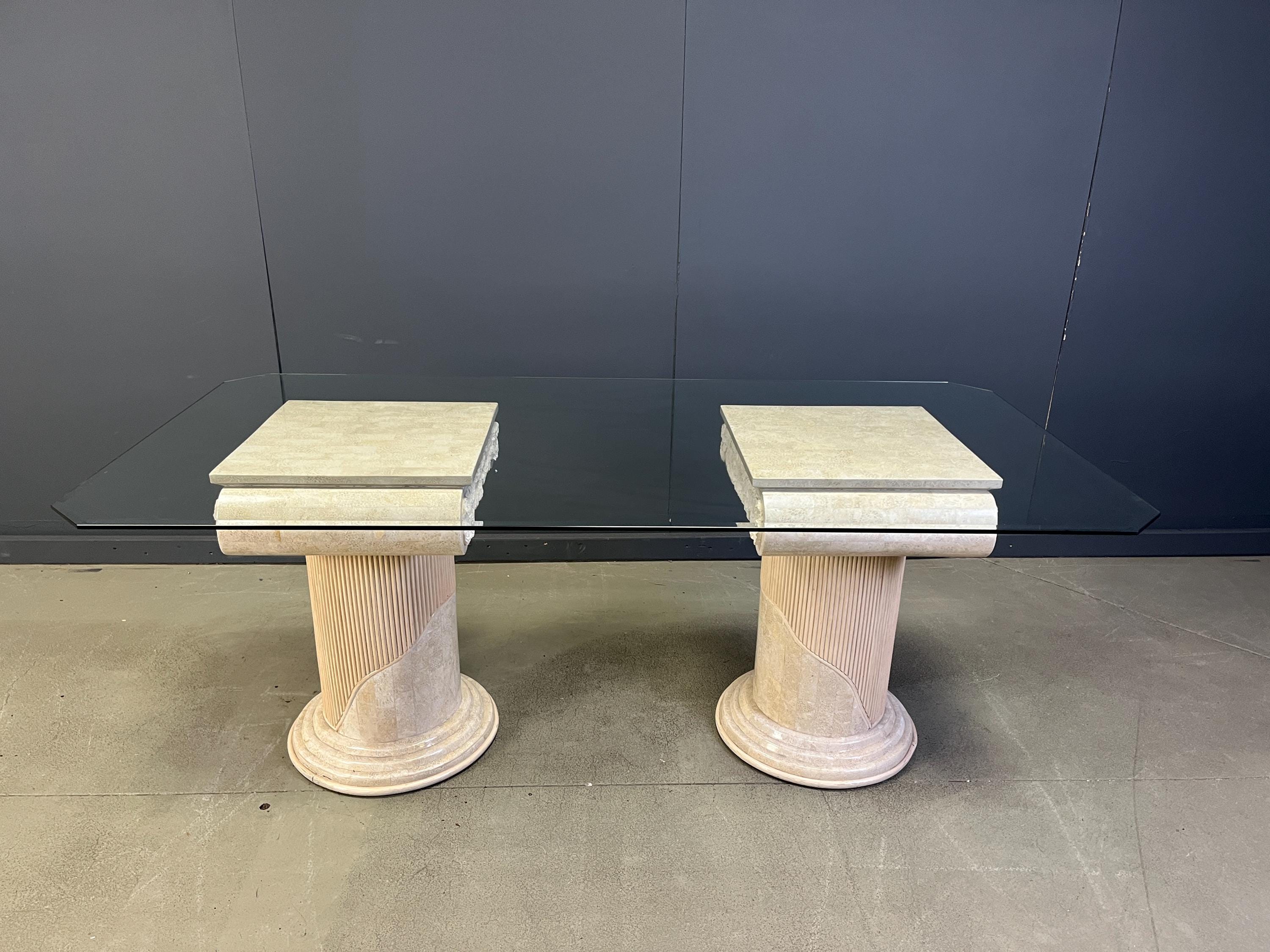 Guéridon Vintage En Pierre Mosaïque Par Maithland Smith, Années 1970 - Grande Table À Manger