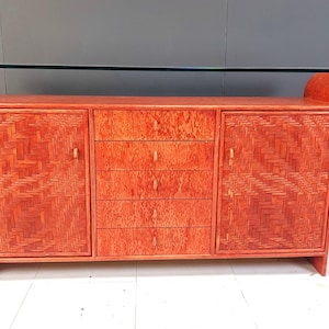 Vintage rattan sideboard, 1970s - bohemian sideboard - mediterranean design sideboard - vintage sideboard