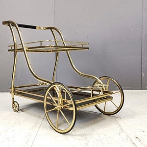 Brass drinks trolley, 1970s - hollywood regency trolley - mid century serving cart - vintage drinks trolley