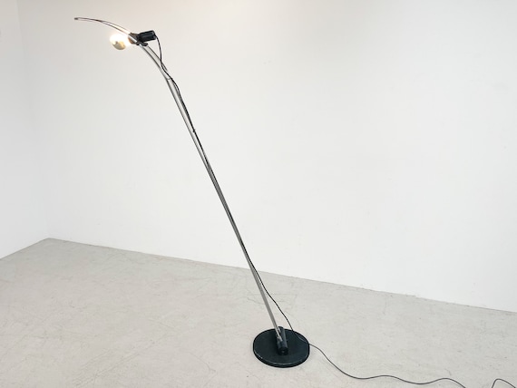 Vintage italian floor lamp, 1980s - vintage design floor lamp - chrome floor lamp - adjustable floor lamp - vintage lighting