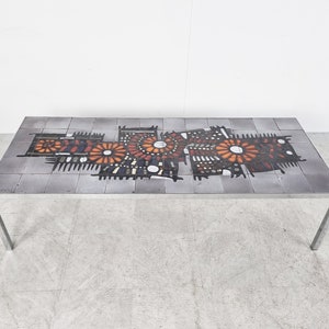 Vintage ceramic coffee table by Perignem, 1960s - vintage ceramic tile coffee table - mid century modern coffee table