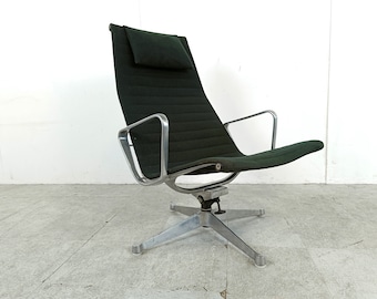 Charles & Ray Eames EA124 Lounge chair in black fabric, 1970s - eames lounge chair - vintage eames chair - black eames chair