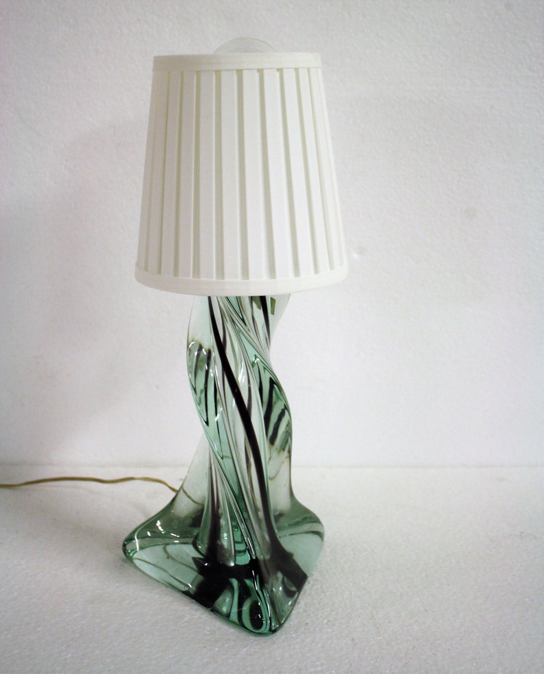 green table lamp 1960s crystal table lamp Vintage french crystal table lamp Antique Table Lamp Vintage Table Lamp