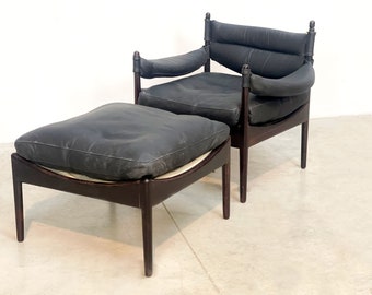 Kristian Vedel palissander & lederen ‘Modus’ loungestoel voor Søren Willadsen, jaren 60 - Deense loungestoel - design fauteuil