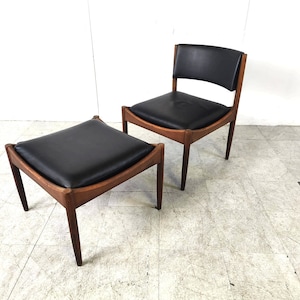 Mid century Scandinavian lounge chair with stool, 1960s - vintage design lounge chair - mid century lounge chair - vintage side chair