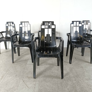 Boston Chairs by Pierre Paulin for Henry Massonnet, 1988, Set of 6 - vintage garden chairs - plastic  dining chairs