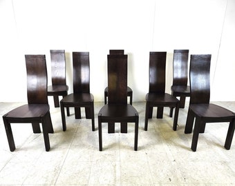 Ensemble de 8 chaises de salle à manger par Rob & Dries van den Berghe, 1980 - chaises de salle à manger vintage - ensemble de chaises de salle à manger vintage