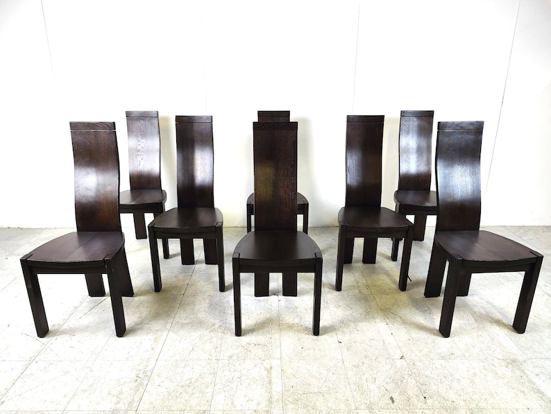 Set aus 8 Esszimmerstühlen von Rob & Dries van den Berghe, 1980er Jahre Vintage-Esszimmerstühle Set aus Vintage-Esszimmerstühlen Bild 1