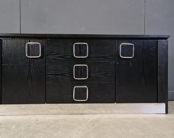 Vintage black wooden cabinet, 1970s - vintage Italian cabinet - small sideboard - vintage furniture
