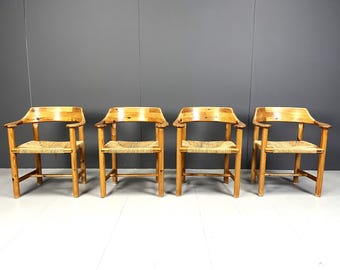 【4脚セット】Rainer Daumiller ダイニングチェア パイン無垢材 Rainer Daumillerチェア4脚セット、ミッドセンチュリースタイル、ブナ