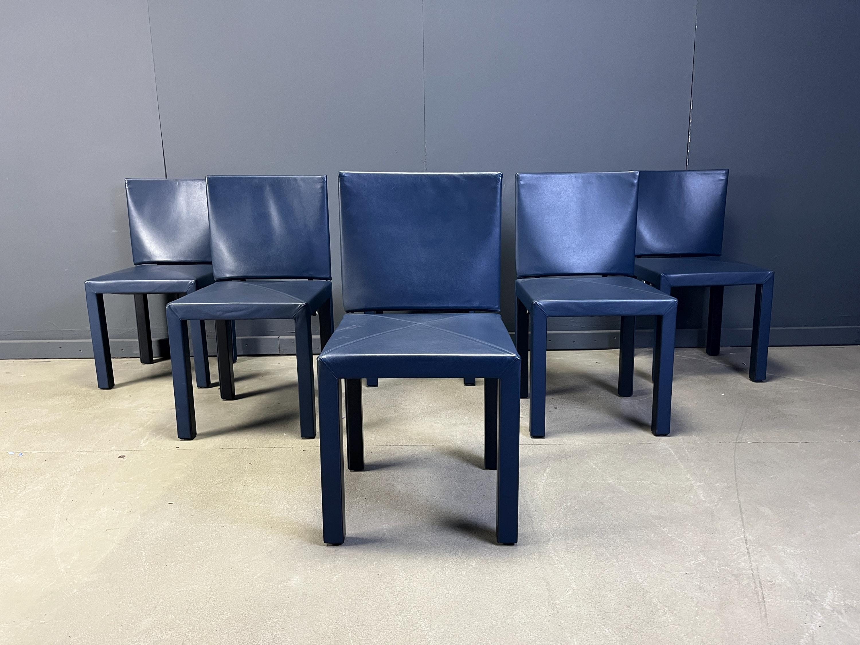 Ensemble De 6 Chaises Salle À Manger Arcadia Par Paolo Piva Pour B& B Italia - Design Italien Vintage Chaise En Cuir