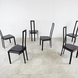 Vintage postmodern dining chairs, 1980s - vintage italian chairs - black metal dining chairs - vintage design chairs