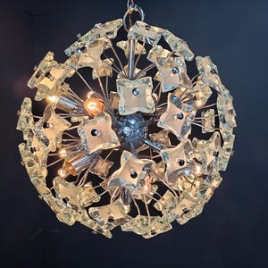 Mid century glass sputnik chandelier, 1970s - glass sputnik chandelier - vintage sputnik chandelier - italian glass sputnik chandelier