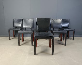 Vintage leather dining chairs by Durlet, 1980s - post modern dining chairs - vintage dining chairs - mid century dining chairs