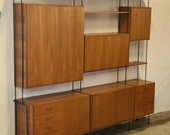 Mid century Omnia wall unit by Ernst Dieter Hilker, 1960s - vintage wooden wall unit - string wall unit - adjustable wall unit
