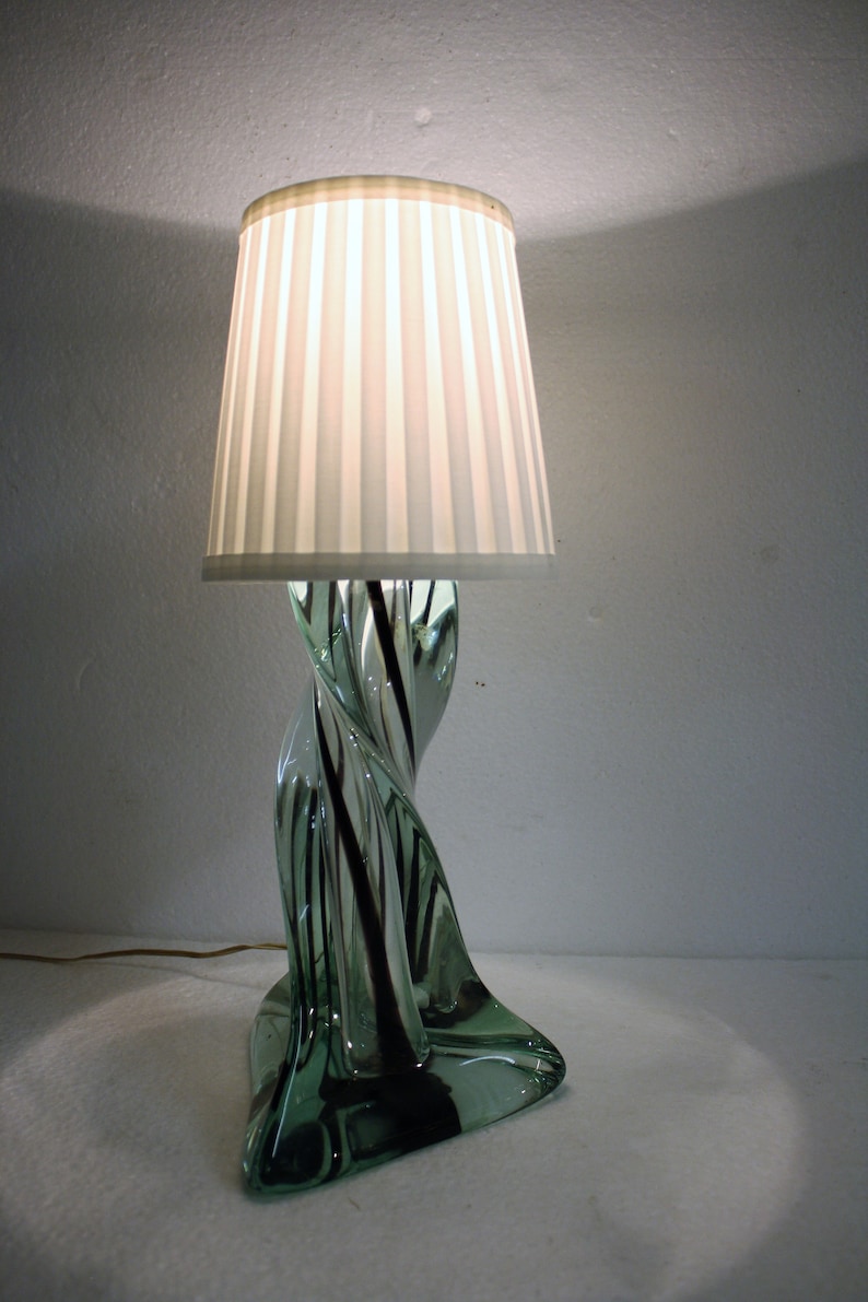 green table lamp 1960s crystal table lamp Vintage french crystal table lamp Antique Table Lamp Vintage Table Lamp