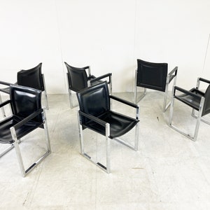Set of 4 Ursula Chairs by Arrben / Vintage Tubular Leather