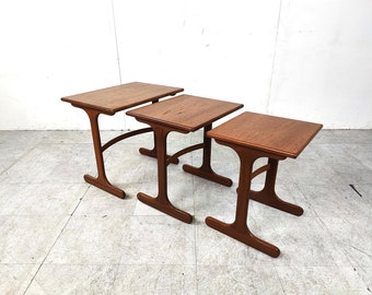 Vintage nesting tables by G - plan, 1950s - mid century moden nesting tables - g plan fresco nesting tables - teak wooden nesting tables