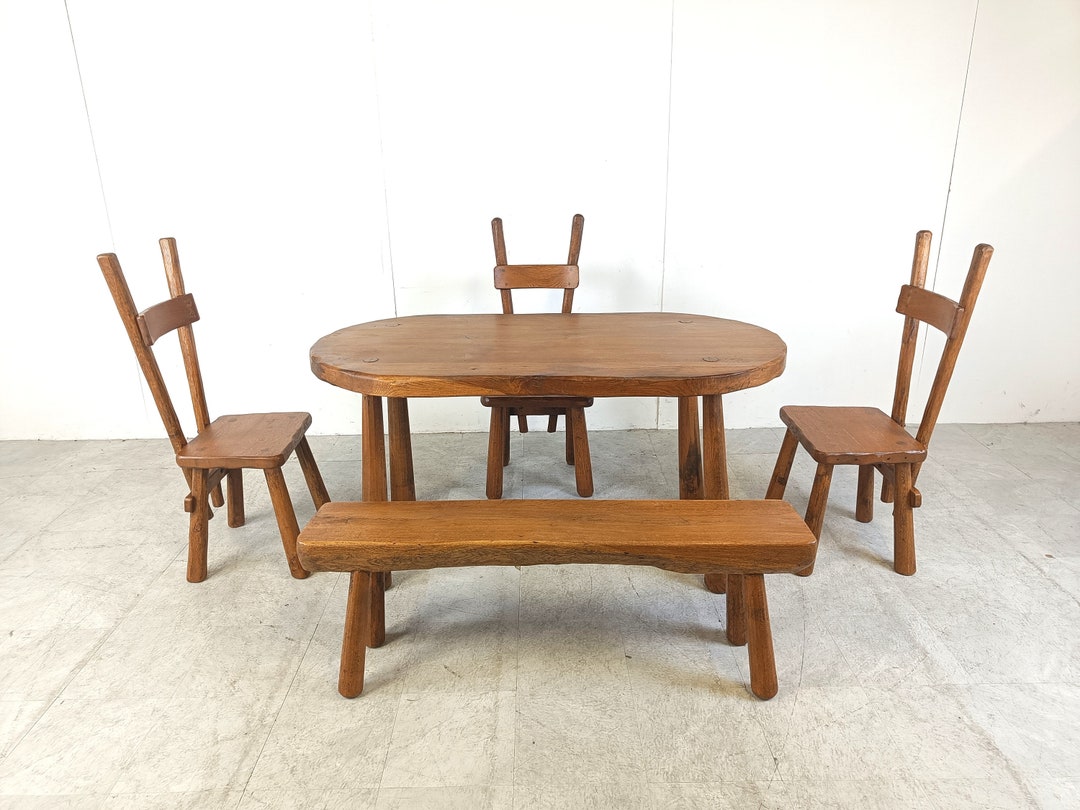 Vintage Brutalist Dining Set, 1960s - Brutalist Dining Table ...