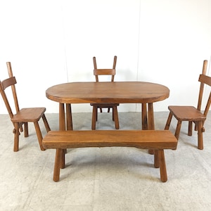 Vintage Brutalist Esszimmer Set , 1960er Jahre - Brutalist Esstisch - Brutalist Esszimmerstühle - Brutalist Design