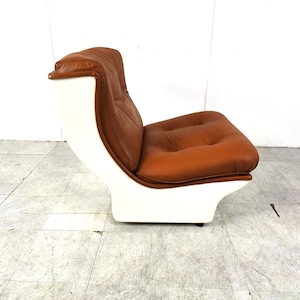 Space age leather lounge chair by Airborne international, 1970s - fiberglass lounge chair - space age lounge chair - leather chair