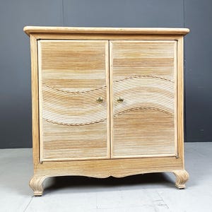 Vintage pencil reed cabinet, 1970s - mid century bamboo cabinet - vintage bamboo cabinet