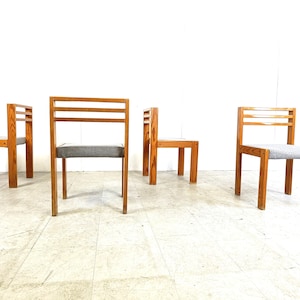 Set of 4 pine wood SG 1200 dining chairs by Cees Braakman, 1970s  - vintage dining chairs - wooden dining chairs - mid century dining chairs