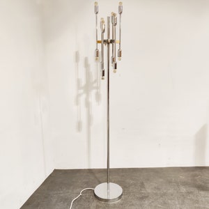 Vintage chrome floor lamp, 1970s - sciolari floor lamp - mid century floor lamp - silver floor lamp - italian floor lamp