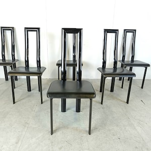 Italian Model Regia Dining Chairs by Antonello Mosca for Ycami, 1980s, Set of 6 - post modern dining chairs - italian dining chairs