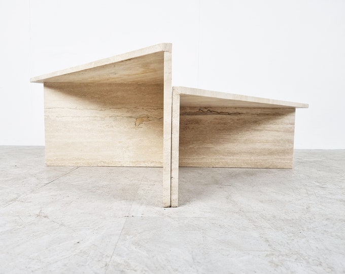 Up & up Travertine Triangular Coffee Tables 1970s Italian - Etsy