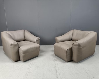 Juego de 2 sillones De Sede DS47, década de 1960 - sofá de cuero moderno de mediados de siglo - sofá de cuero vintage - sofá de cuero gris - sofá extensible