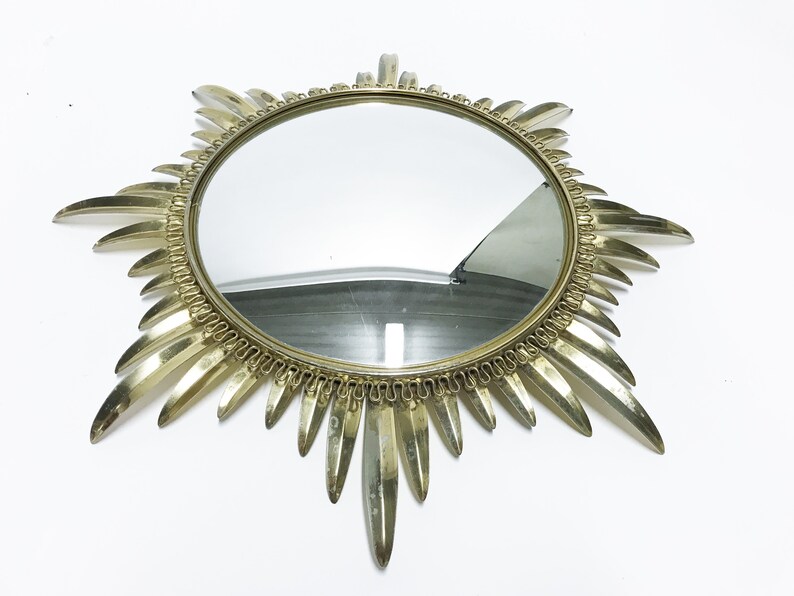 Vintage Brass Sunburst Mirror 1960s Mid Century Modern - Antique Brass Sunburst Mirror Vintage Brass Sunburst Mirror 1960s Mid Century Modern - Antique Brass Sunburst Mirror