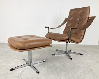 Mid century lounge chair by Geoffrey Harcourt, 1960s - vintage lounge chair - vintage armchair - leather armchair