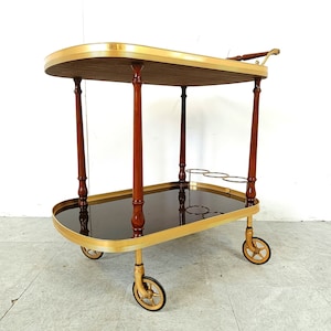 Neoclassical brass drinks  trolley, 1960s - hollywood regency trolley - mid century serving cart - vintage drinks trolley