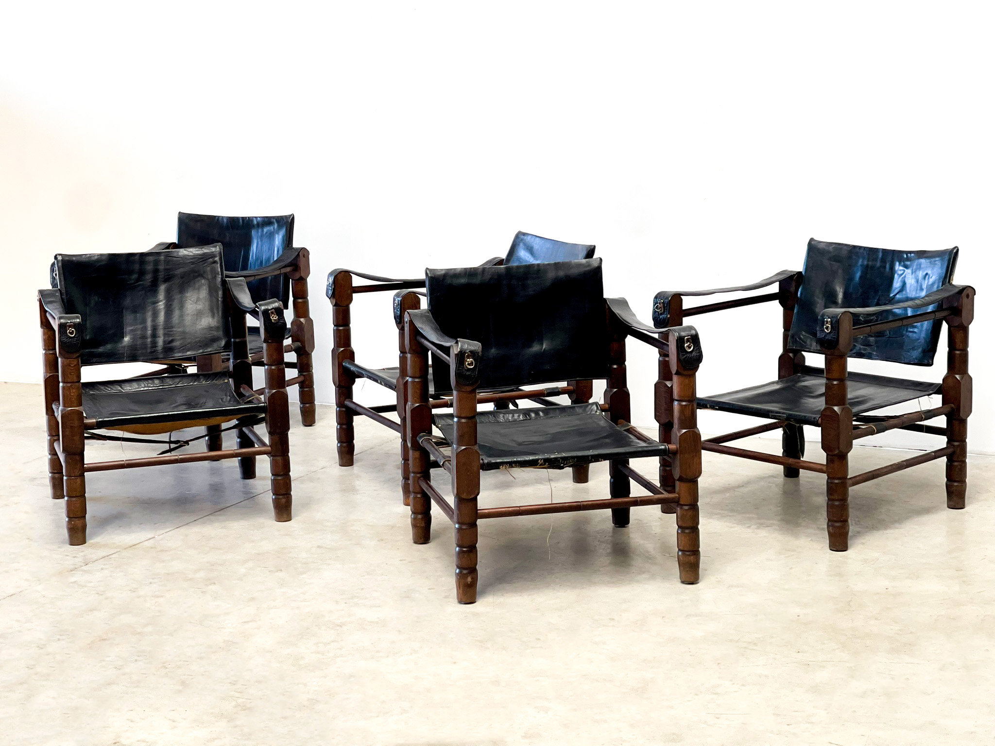 Vintage leather safari chair sale