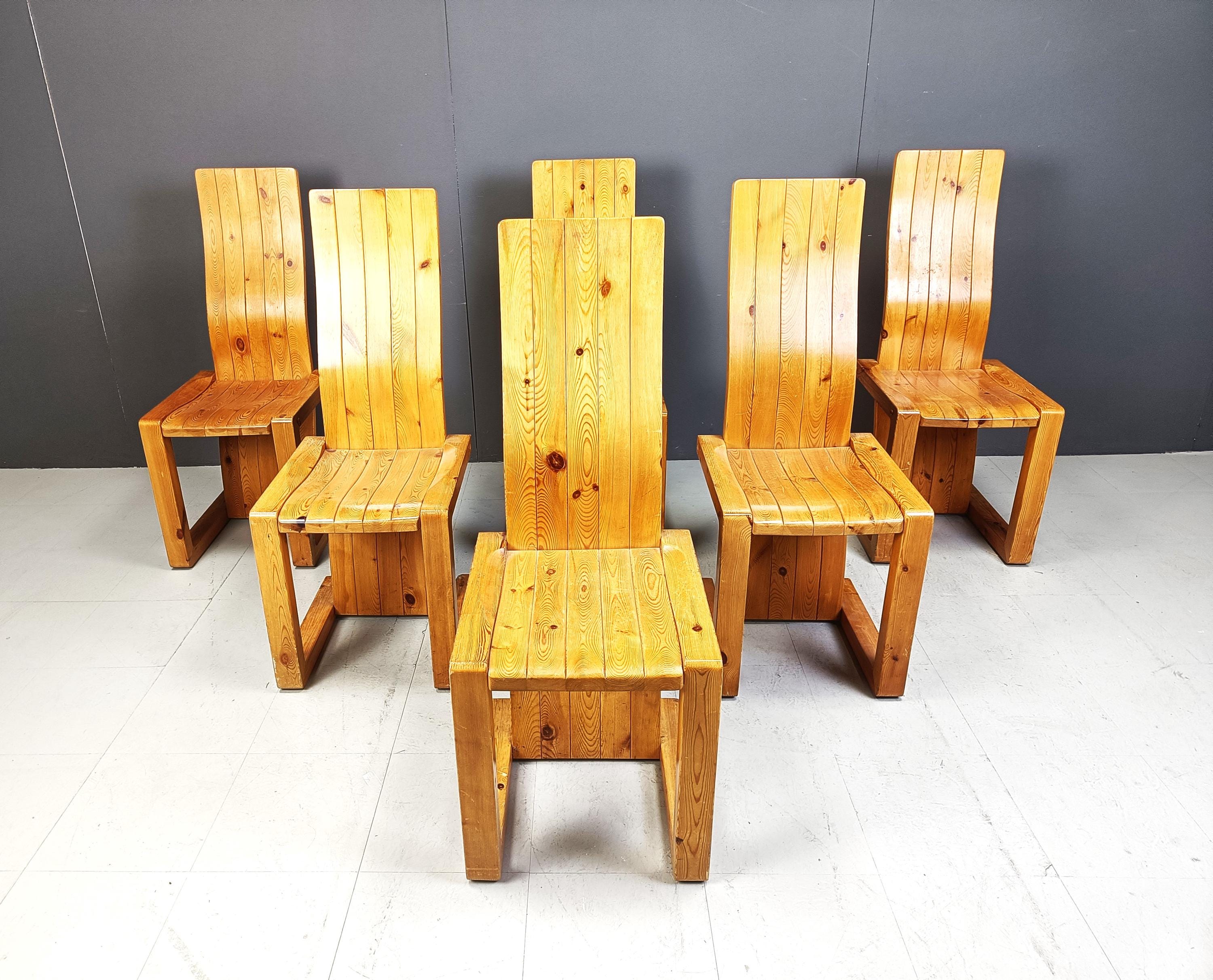 椅子 Vintage chair(made in Finland) Vintage Finnish Pine Wood Dining Chairs, 1970s