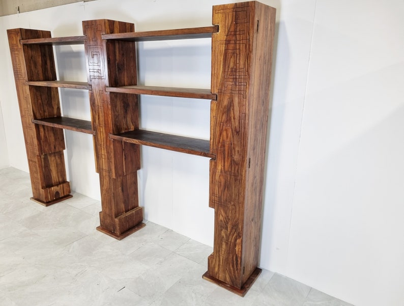 Vintage Brutalist Wall Unit 1960s Vintage Wooden Wall Unit Etsy Canada