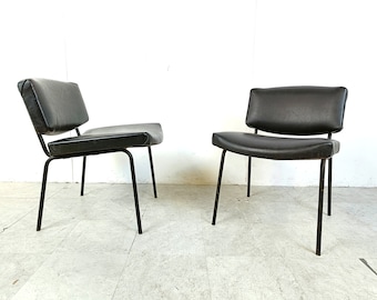 Vintage Conseil Chairs by Pierre Guariche 1950's, France - mid century chairs - skai chairs - mid century modern dining chairs