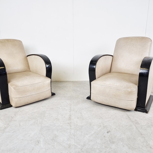Paire de fauteuils art déco, années 1930 - fauteuils anciens - chaises longues antiques - chaises longues art déco - chaises anciennes